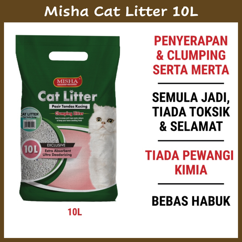 GUN PET MISHA 10L Clumping Cat Litter Premium Pasir Kucing Misha 猫砂