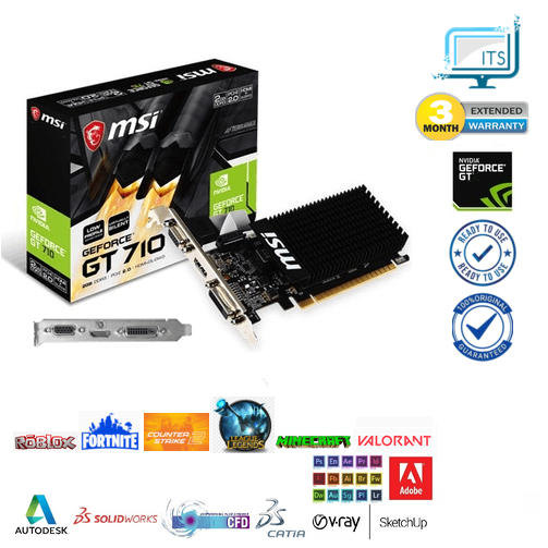 การ์ดจอ MSI GeForce GT710, 2GB-GDDR3 (N710 2GD3H LP) VGA - DVI - HDMI 1.4a UEFI