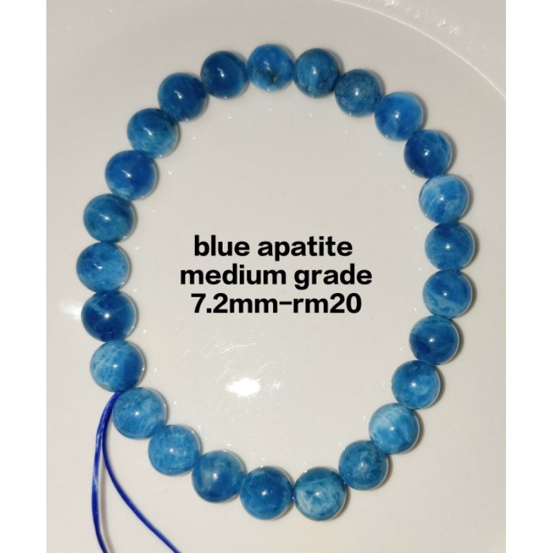 MEDIUM GRADE BLUE APATITE 7.2MM CRYSTAL BRACELET