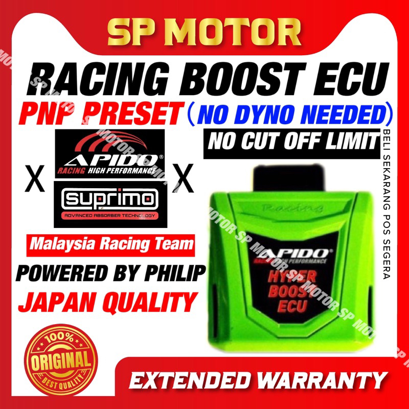Apido Racing Hyper Boost ECU PNP No Dyno RS150 LC135 V8 RSX150 Y15ZR Y15 v1 v2 Y16ZR SRL115 Fi EX5 1
