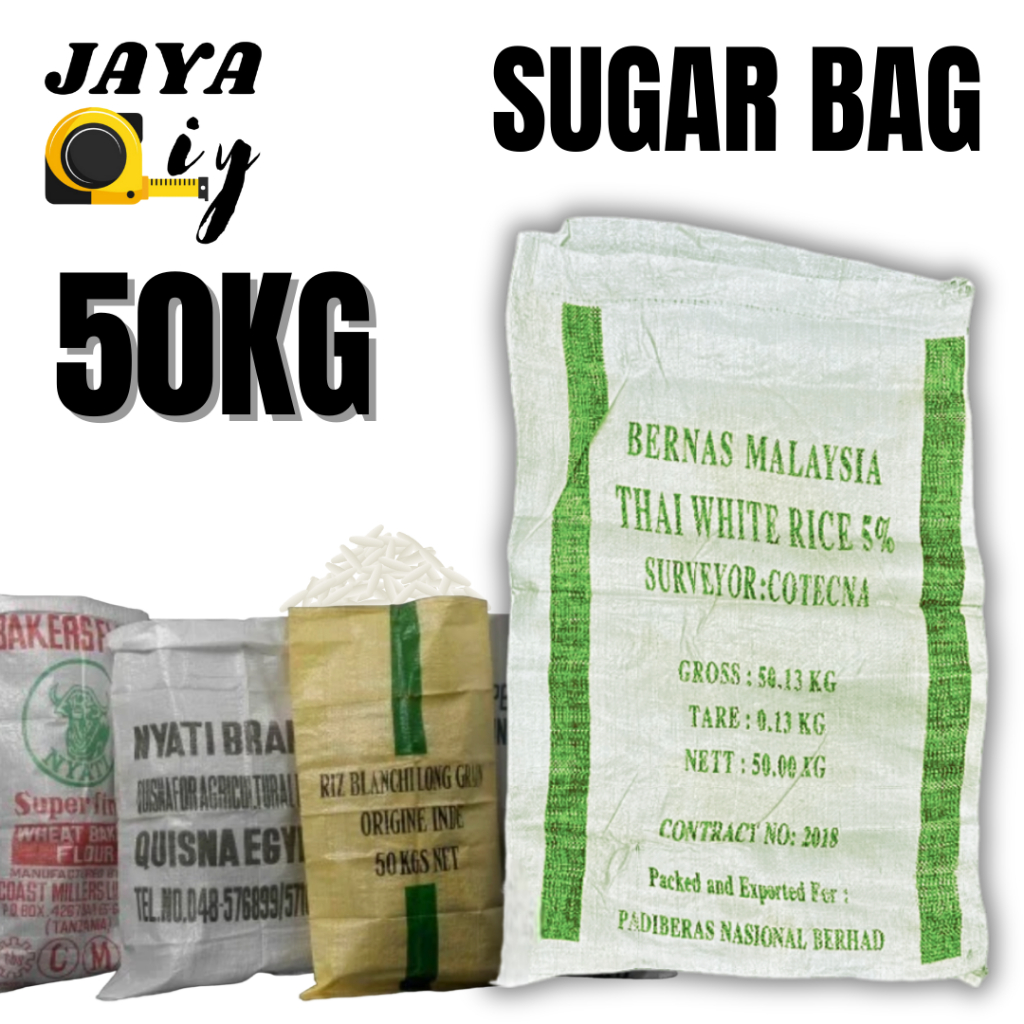 50KG Beg Guni Besar/Recycle Sugar Bag/Bag Gula/Beg Sampah/Gunny Bag Sack/Wove Sugar Bag / Used Sugar