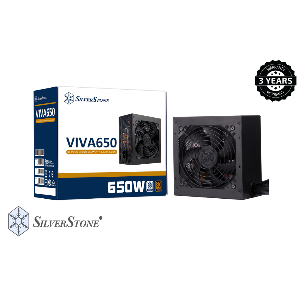 Silverstone VIVA 650 พาวเวอร์ซัพพลาย ATX 650W 80 PLUS Bronze สีดำ (ไม่มีสารตะกั่ว)