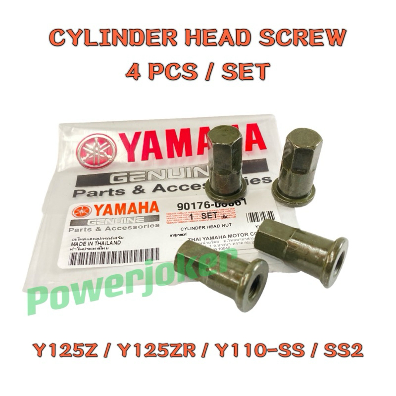 Y125Z Y125ZR Y110-SS SS2 ( 4 ชิ้น / 1 ชุด ) CYLINDER HEAD NUT SCREW / ENGINE SKRU 125Z 125ZR Y 125 Z
