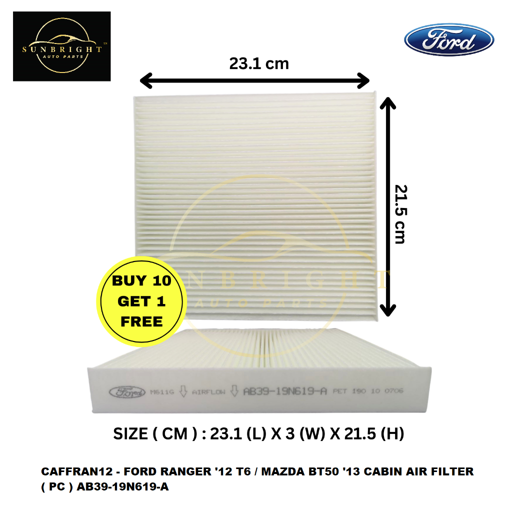 Ford RANGER '12 T6 / MAZDA Bt50'13 ไส้กรองอากาศในห้องโดยสาร ( PC ) AB39-19N619-A (ซื้อ 10 ฟรี 1 )