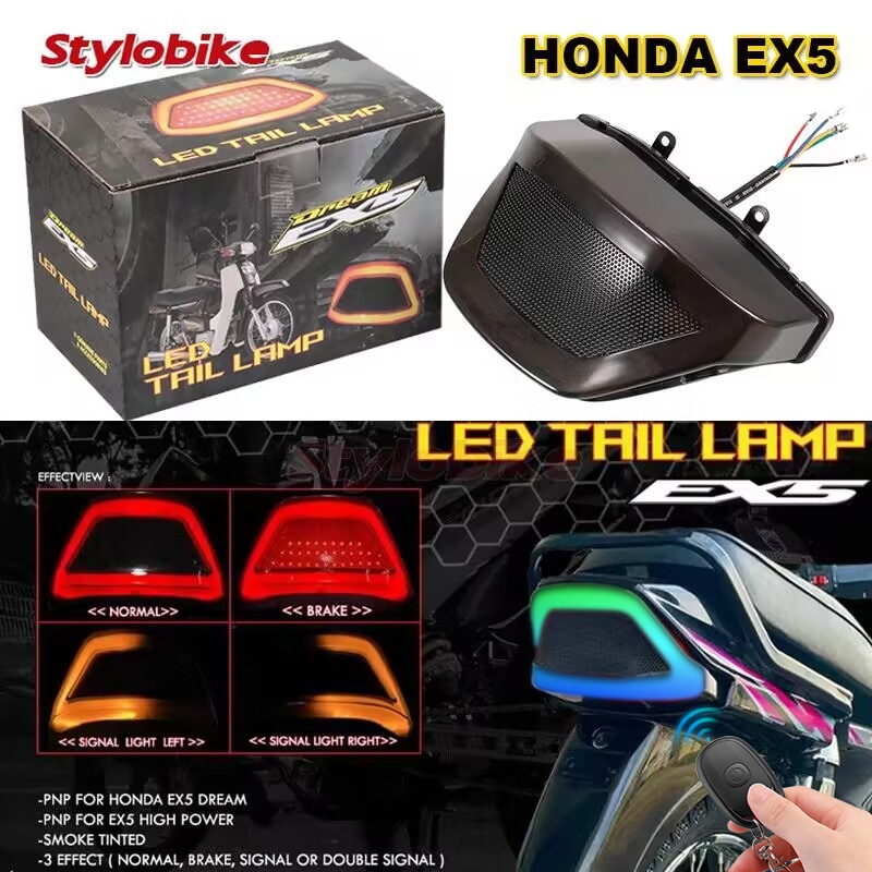 Ex5 DREAM HI POWER TAIL LAMP LED TST ออกแบบปลั๊กและเล่น EX5 LAMPU BELAKANG LED สูงหัวโคมไฟเบรค LAMPU RGB REMOTE