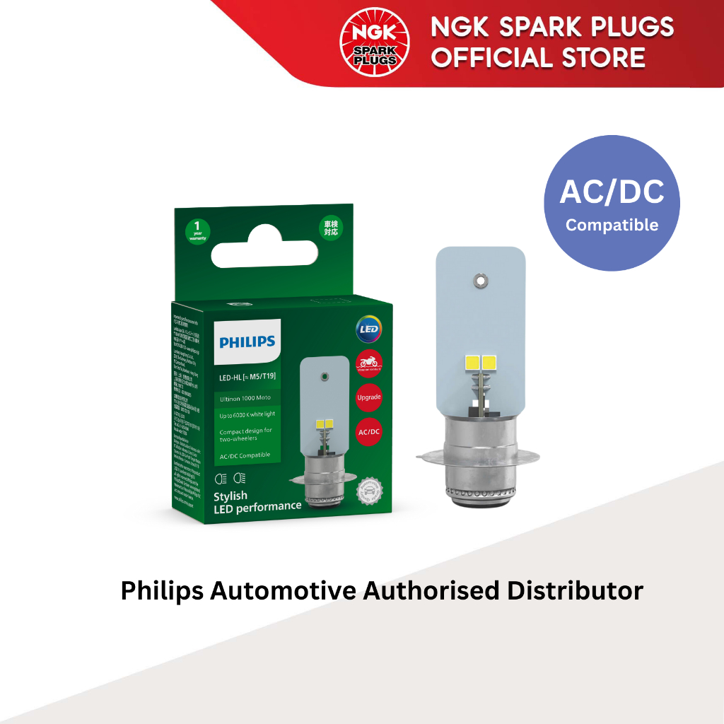 Philips Ultinon 1000 Moto LED M5/T19 6000K แสงสีขาวมีสไตล์ AC/DC เข้ากันได้กับ