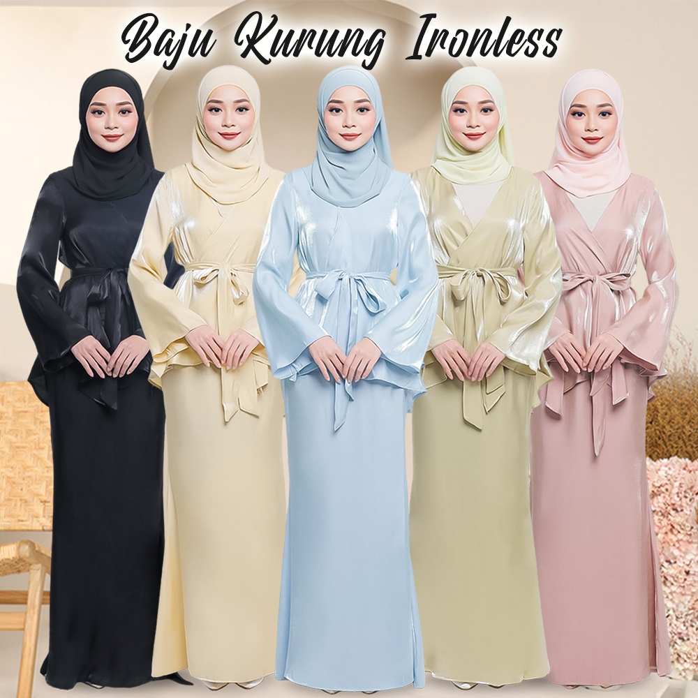 Baju Kurung Moden Satin Sejuk Selesa Baju Kurung Muslimah Bridemaid Kurung Nikah Ironless Kurung Baju Tunang Mura