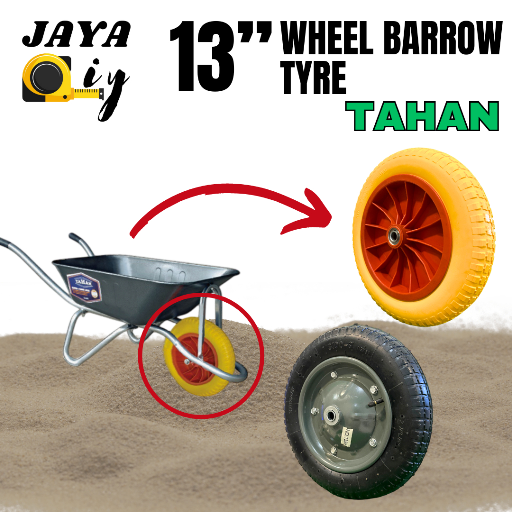1PCS HEAVY DUDY Wheelbarrow Wheel Barrow Pneumatic Tyre & Nylon PU (Size: 13")/Kereta Sorang Tayar A