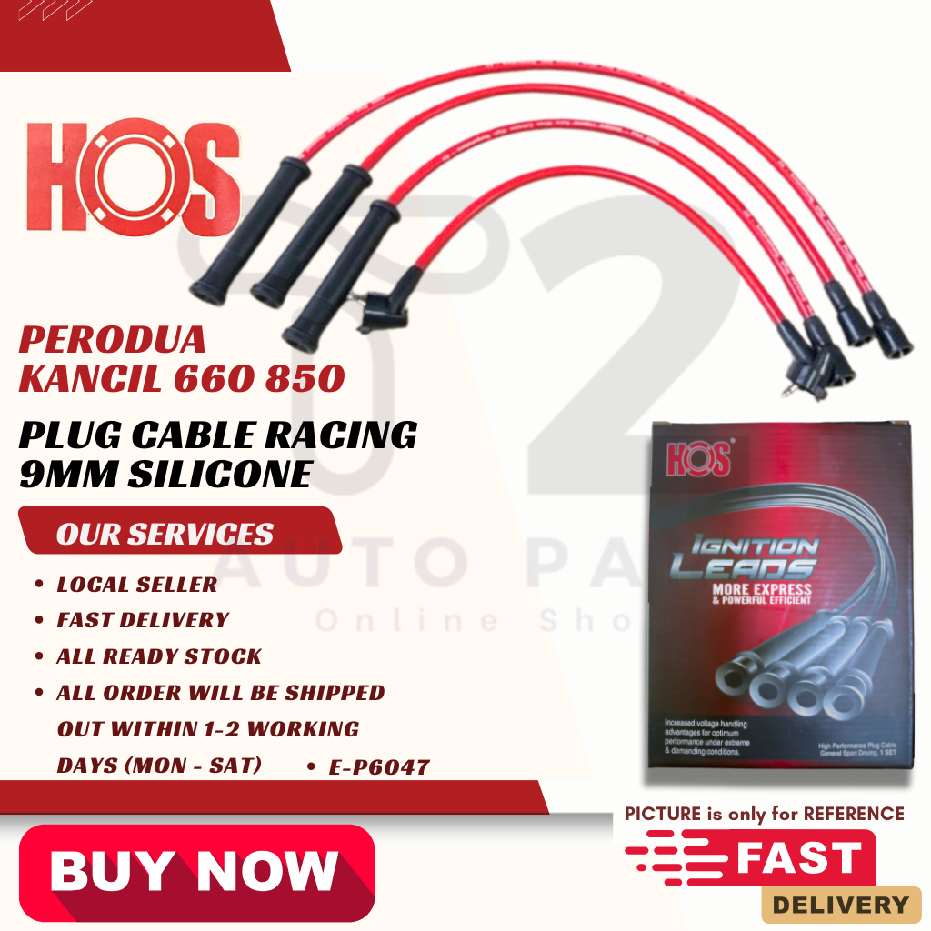 T2 RACING PLUG CABLE PERODUA KANCIL 660 850 9MM SILICONE RED 1 ชุด