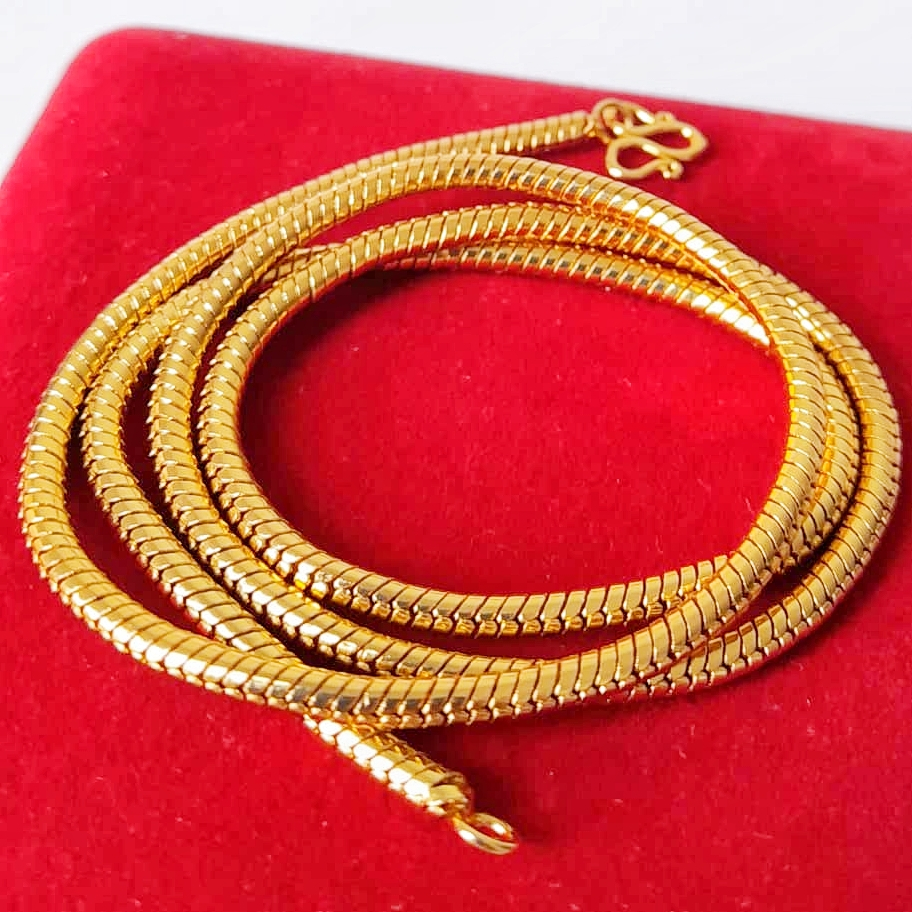 ตะขอ S กระดูกงู 50 ซม. W Hook Design Belut สร้อยคอชุบทอง 24K