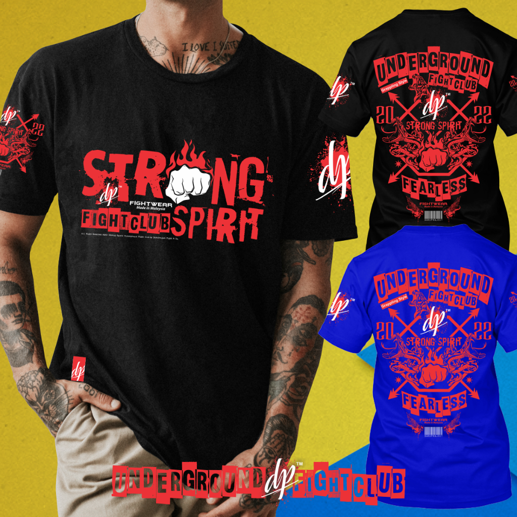 Underground Fightclub Spirit Fightwear Darkproject Fight & Co เสื้อยืด Super Premium XS ถึง 7XL