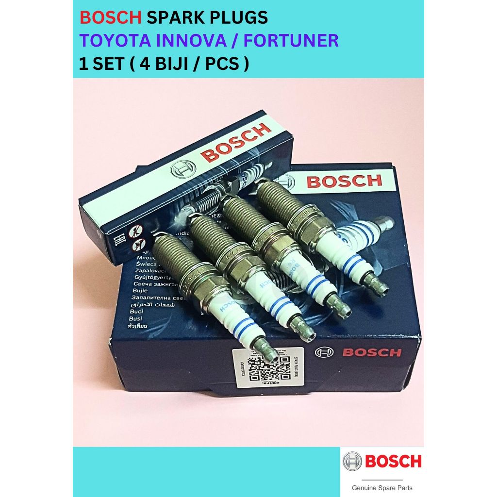 BOSCH หัวเทียน Toyota Innova 2.0 TGN40 TGN140 / Fortuner [ 90919-T1004 / 90919-01191 / K20HR-U11 ]