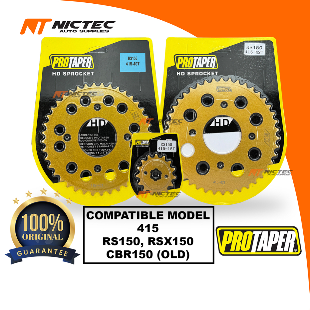 PROTAPER SPROCKET RS150 RSX150 415 GOLD HARDEN STEEL 15T 38T-42T