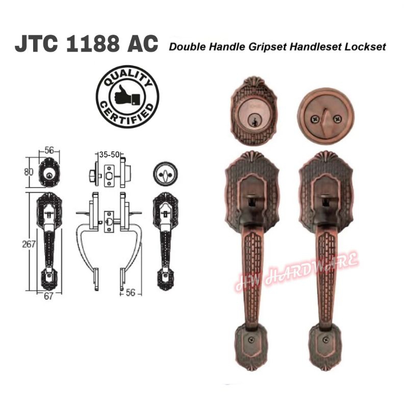 Jtc-1188 AC Lockset Double Handle Gripset Handleset Lockset ล ็ อคประตู