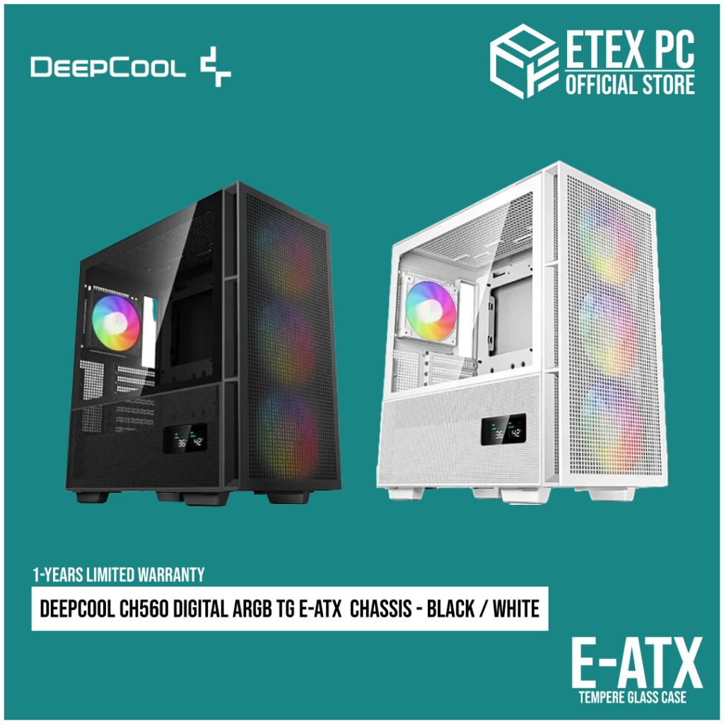 แชสซี ARGB TG E-ATX ดิจิตอล DeepCool - สีดํา / สีขาว R-CH560-BKAPE4D-G-1 / R-CH560-WHAPE4D-G-1