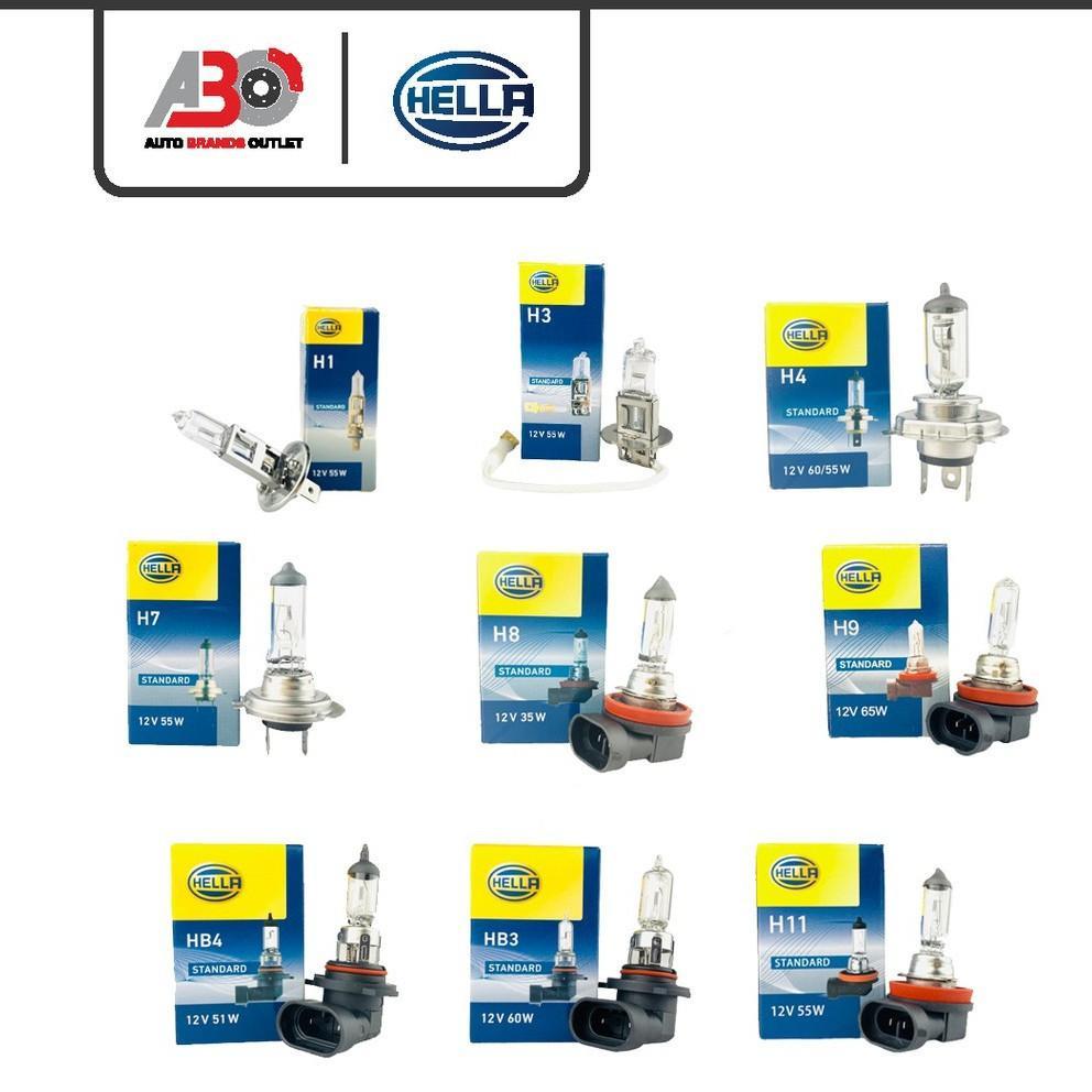 HELLA 12V/24V หลอดไฟหน้าฮาโลเจน - H1/H3/H4/H7/H8/H9/H11/HB3/HB4