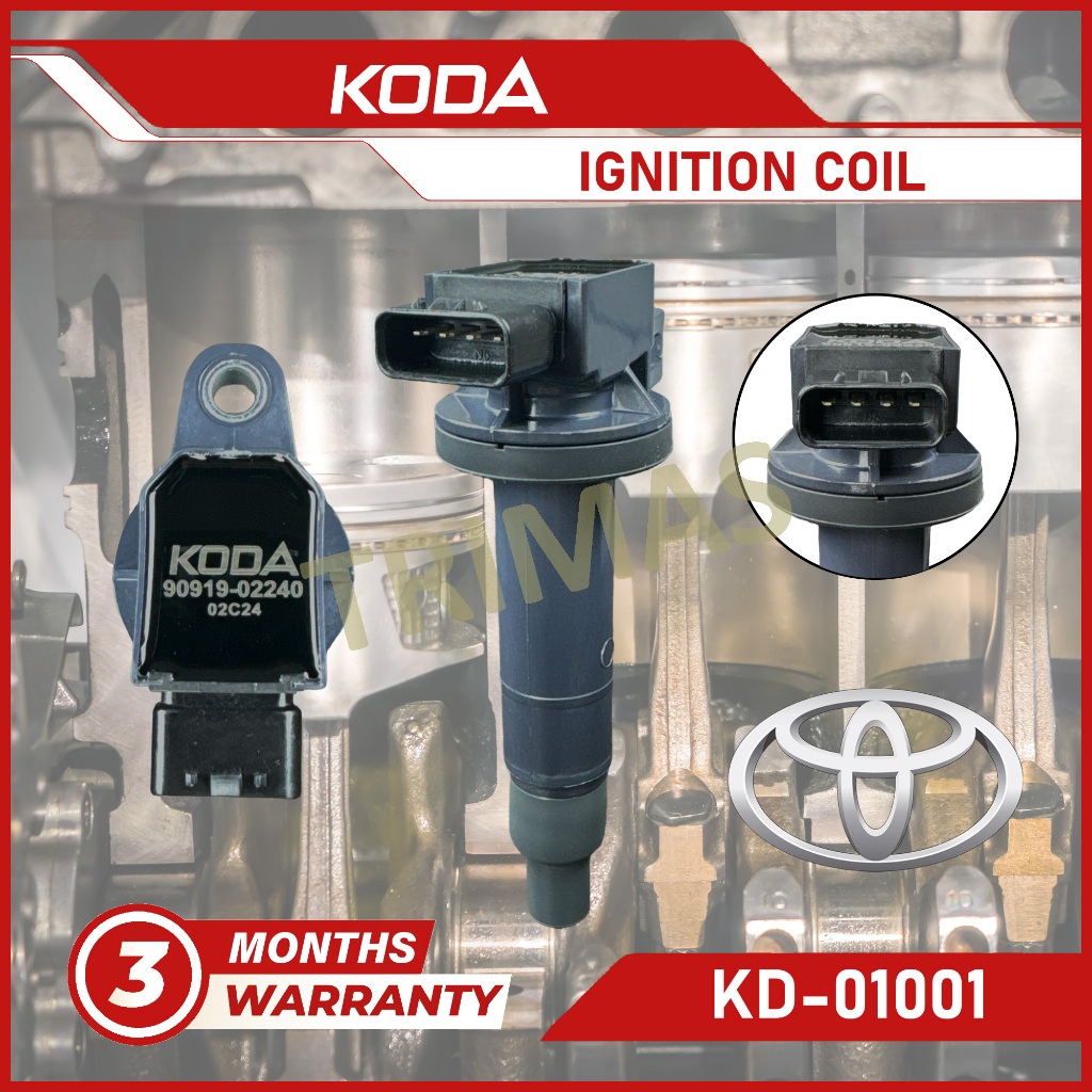 ปลั๊กคอยล์จุดระเบิด KODA Toyota Prius Hybrid NHP10 1.5 เครื่องยนต์ 1NZ-FXE 2011-2015 90919-02240 (1 