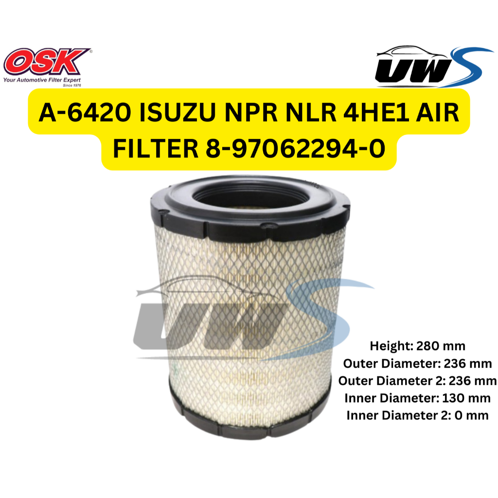 A-6420 ISUZU NPR NLR 4HE1 กรองอากาศ 8-97062294-0