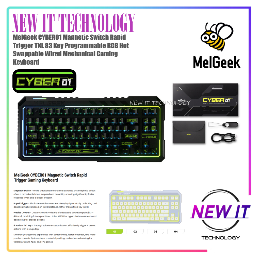 MelGeek CYBER01 Magnetic Switch Rapid Trigger TKL 83 Key Programmable RGB Hot Swappable Wired Mechan