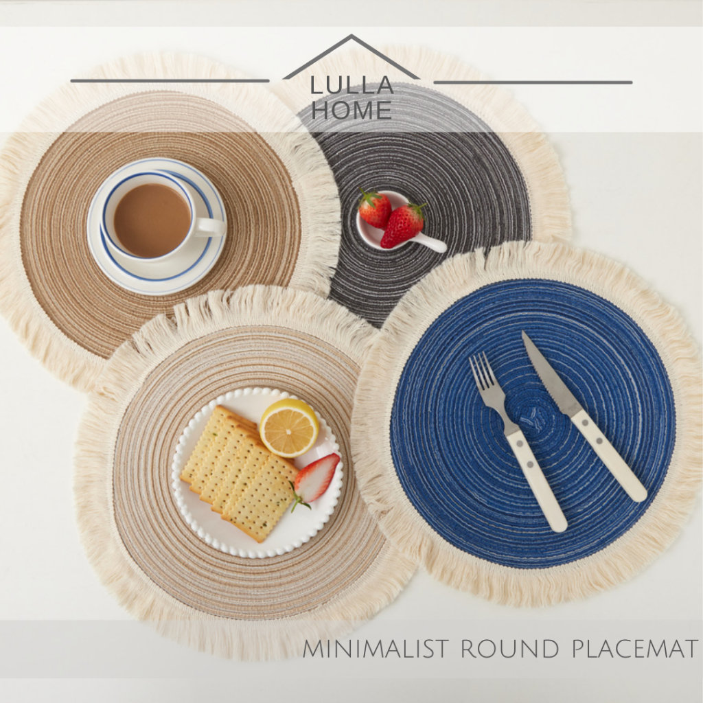 LullaHome Minimalist Muji Center Colored Round Place Mat Round Table Mat Round Table Cloth Mat