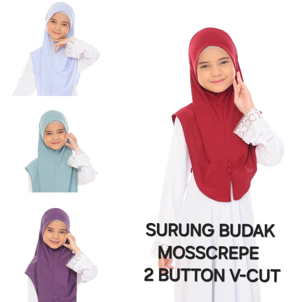 SURUNG BUDAK PREMIUM MOSSCREPE PLAIN 2 ปุ่มและ V-CUT INFRONT