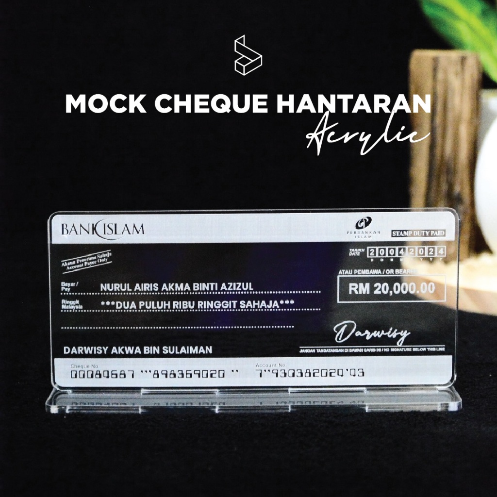 MOCKUP CHEQUE CUSTOM ACRYLIC MOCKUP CHEQUE WEDDING