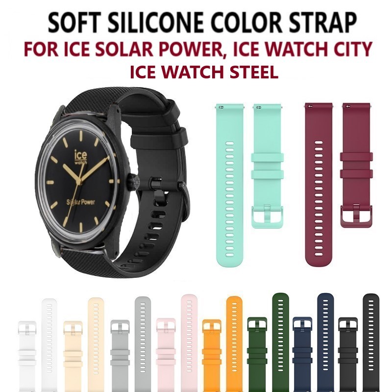 สายซิลิโคนอ่อนนุ่มสีสําหรับนาฬิกา Ice-Watch Ice Solar Power Ice Watch City Ice Watch Steel