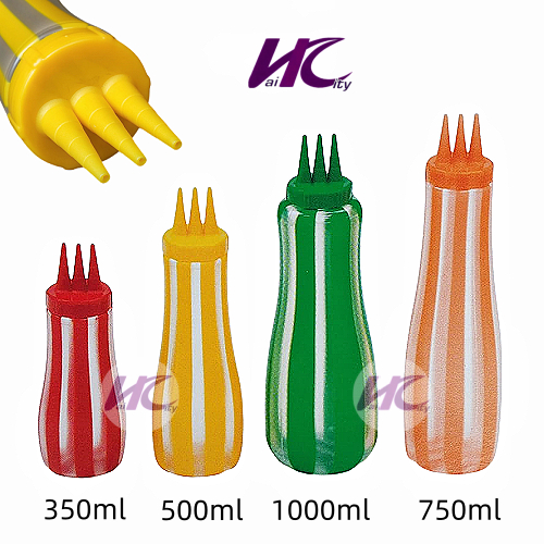 (HC) ACUAN ROTI JALA 3 MOULD SOS DISPENSER Cantik โรตีจาลลิต้า 750ML Botol sos 5 lubang Jalur ขวดซอส