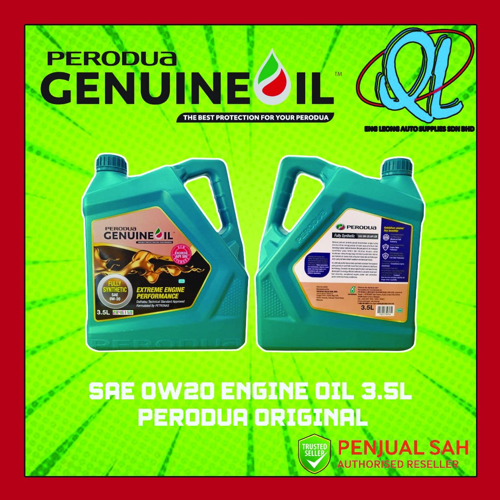 SAE 0W20 น้ํามันเครื่อง 3.5 ลิตร PERODUA