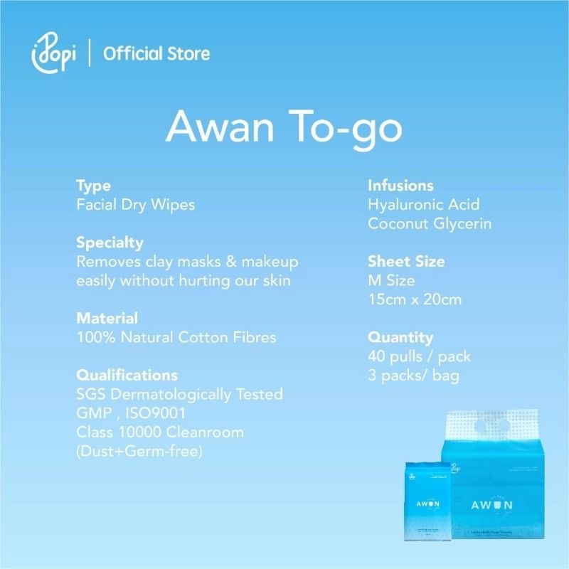 Popi Awan To-go Lotion Face Towel 40 ดึง x3 แพ็ค