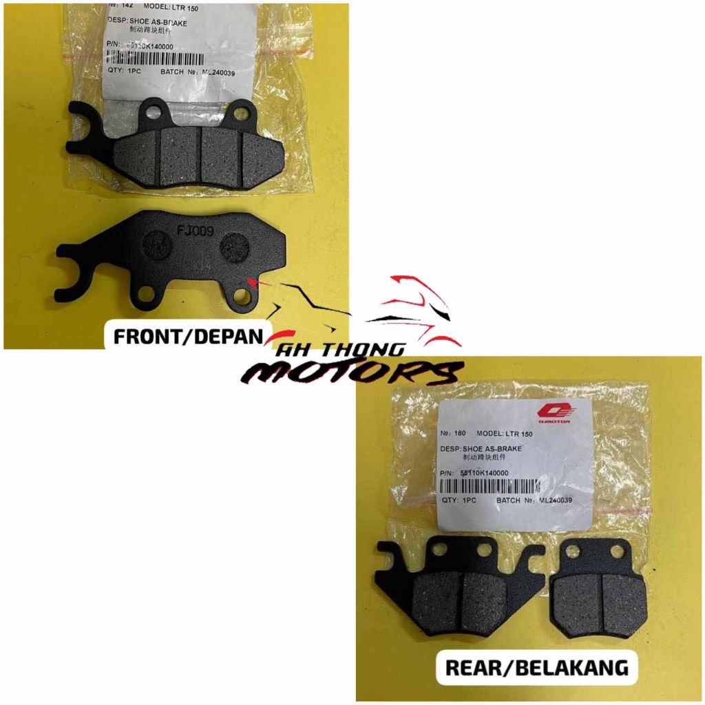 QJ MOTO LTR150 ผ้าดิสเบรคหน้า/หลัง ผ้าเบรค Depan/ Belakang QJ MOTO