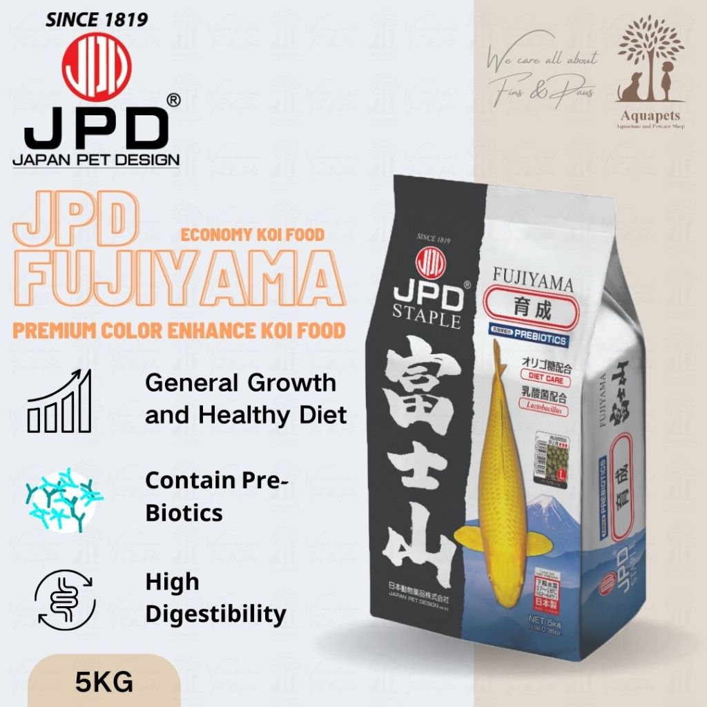 JPD Fujiyama Premium Koi Food (M-4mm / L-7mm) Floating - 5kg Koi Food with Prebiotics Economy Food S