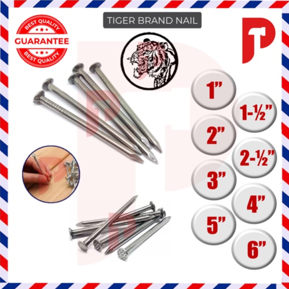 (100GM) TIGER BRAND Paku Kayu ตะปูเหล็กหัวแบน