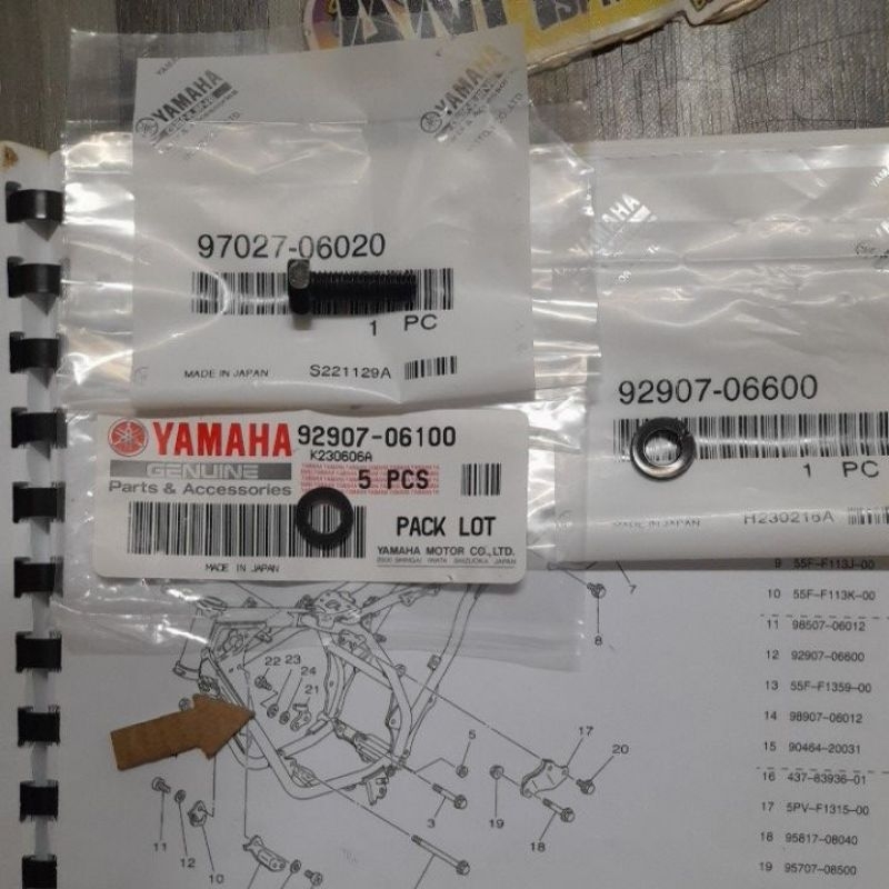 RXZ STOPER KICKSTATER SCREW + WASHER SPRING + WASHER (ญี่ปุ่น) 1 ชิ้น