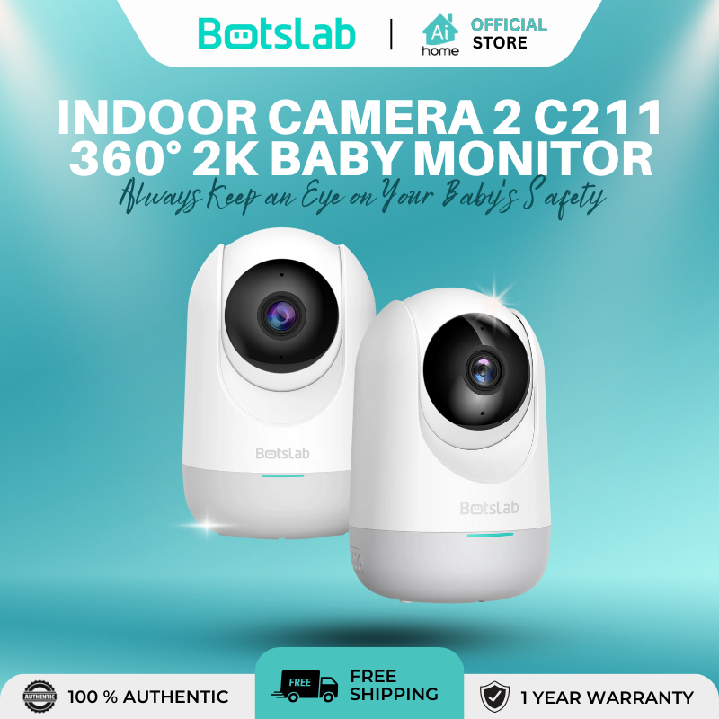 BOTSLAB กล้องในร่ม 2 C211 360 Baby Monitor ความละเอียด 2K Night Vision Sound ตรวจจับเสียงสองทาง