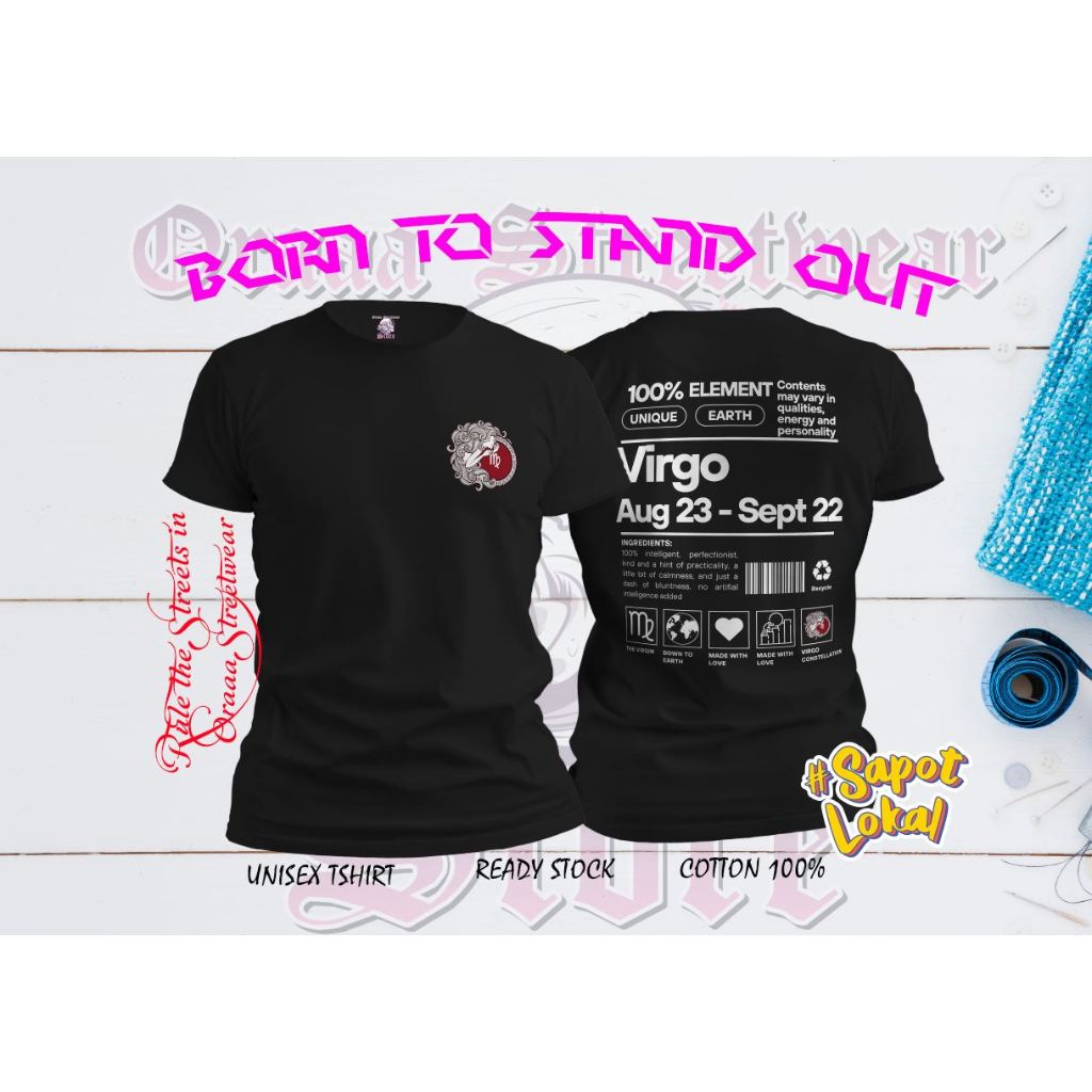 Virgo เสื้อ Virgo Zodiac TShirt ส่วนบุคคลโหราศาสตร์ทํานายดวงชะตาเสื้อยืดเสื้อยืด Unisex ผู้ชายผู้หญิ