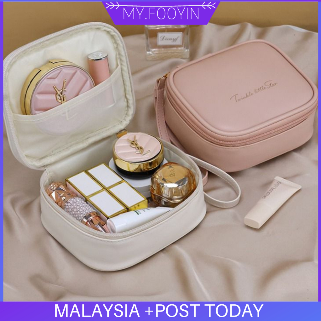 M03 MYFOOYIN กระเป๋าเครื่องสําอางกันน้ํากระเป๋าแต่งหน้าโปร่งใสกระเป๋าเดินทางมือพิมพ์แบบพกพาล้างกระเป