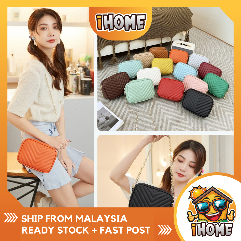 IHOME 1957 V รูปแบบโซ่ปัก Crossbody Small Square Bag Casual