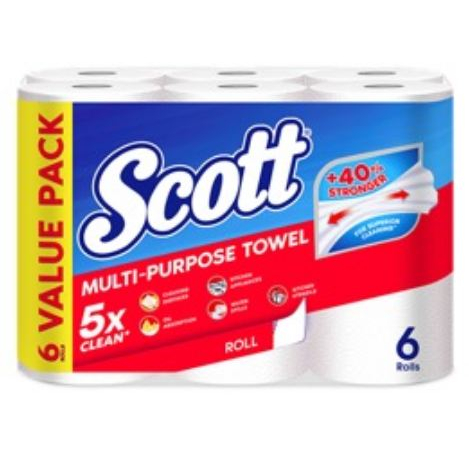 SCOTT MULTI-PURPOSE TOWEL/KITCHEN TOWEL 21281 (1PKT X 6 ม้วน)