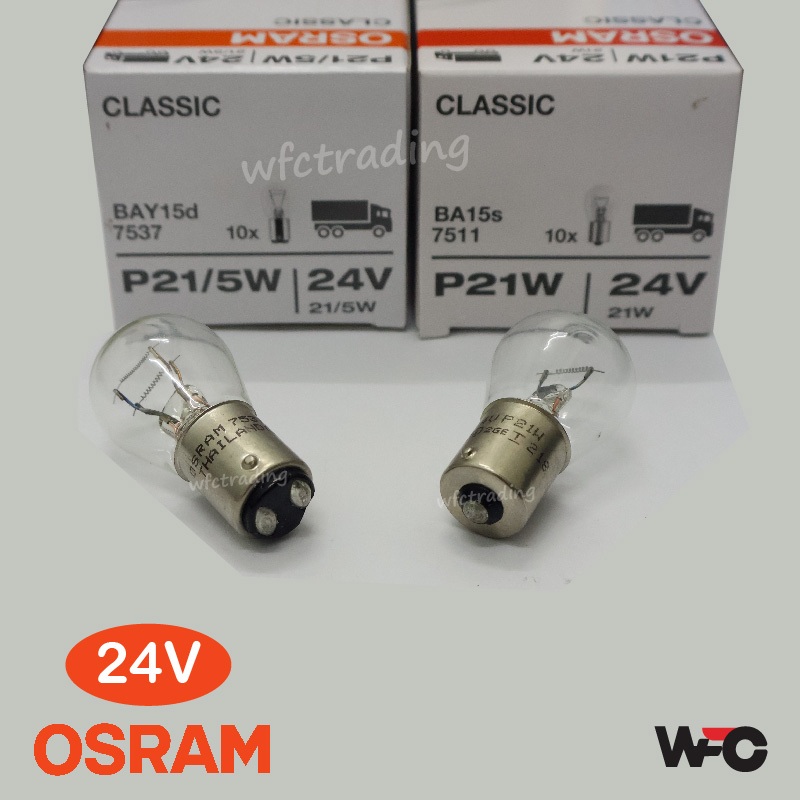 Osram Bulb 24v 1141 P21w 1016 P21w/5w หลอดไฟเบรก Reverse Bulb 1Box10Pcs