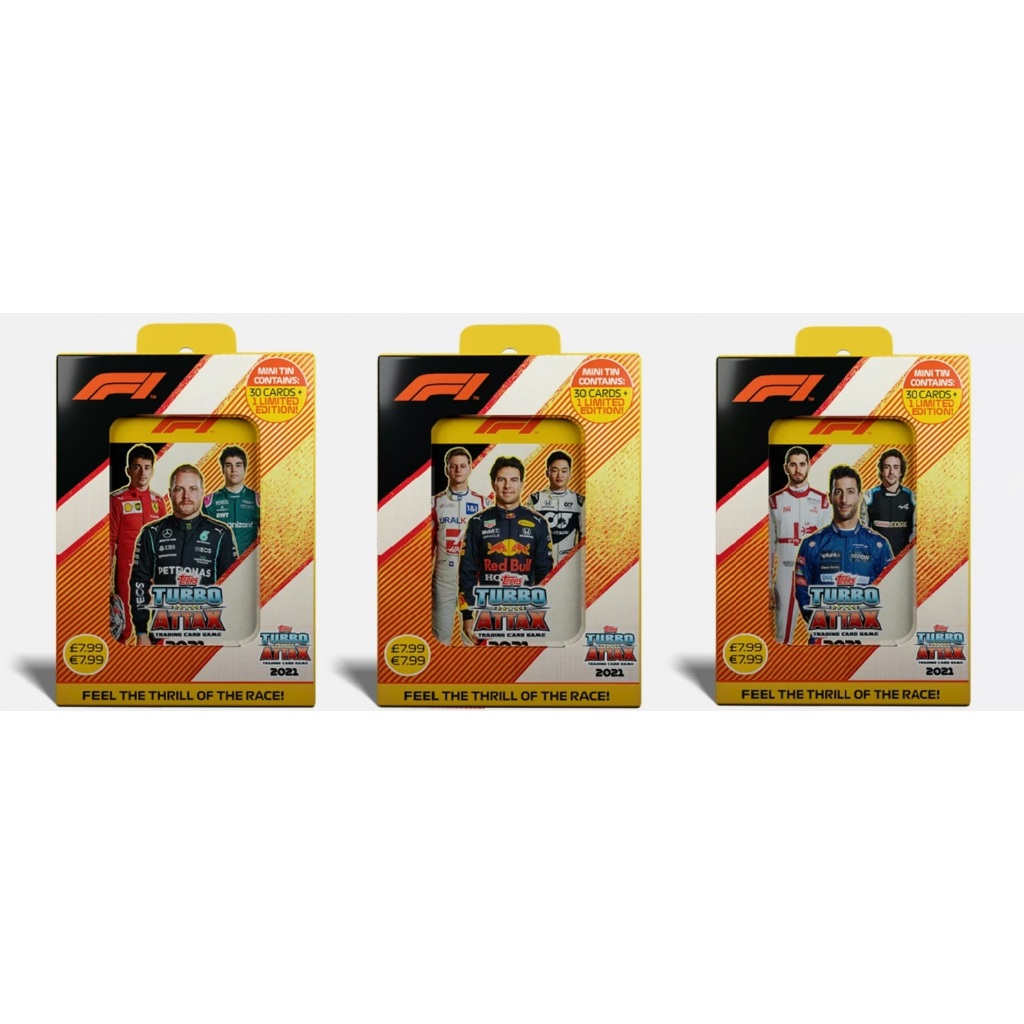 2021 TOPPS FORMULA 1 TURBO ATTAX CARDS MINI TIN (31 CARDS + GOLD NORRIS )