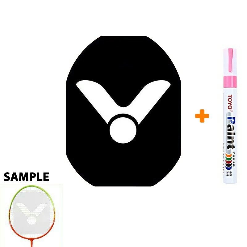 ไม้แบดมินตัน VICTOR LOGO Card Tennis Mark Stencil Board String Logo + 1x PINK Marker Pen