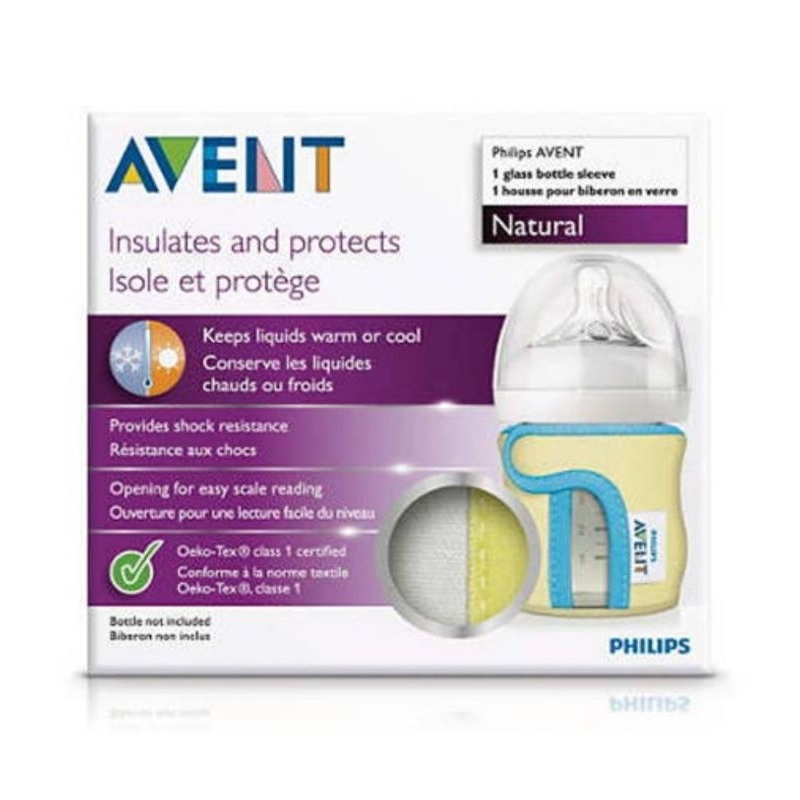 ปลอกขวดนมแก้ว Philips Avent สําหรับ 4oz/125ml แพ็คเดียวสีสีเทา/สีเหลือง (เฉพาะแขน)