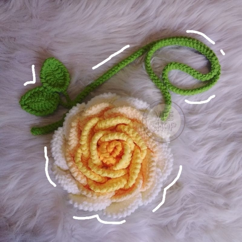 Crochet ROSE BAG HANDBAG BAG CIRCLE HANDMADE BAG