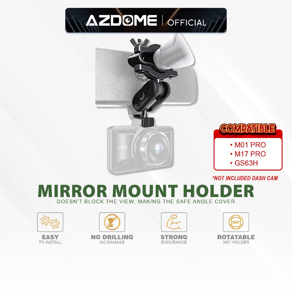 AZDOME Dash Cam Mirror Mount Holder กระจกมองหลัง Mount Bracket M01PRO M17PRO GS63H