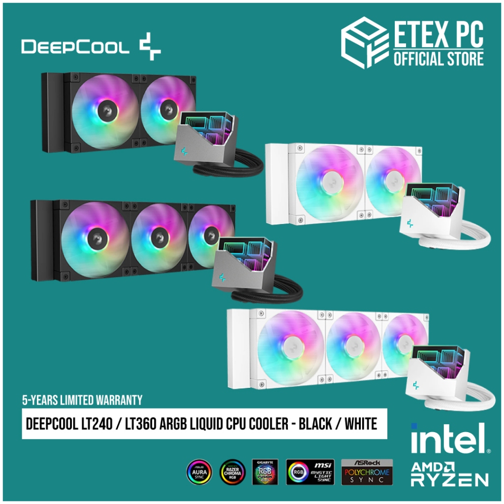Deepcool LT240 / LT360 ARGB AIO Liquid CPU Cooler - สีดํา/ขาว