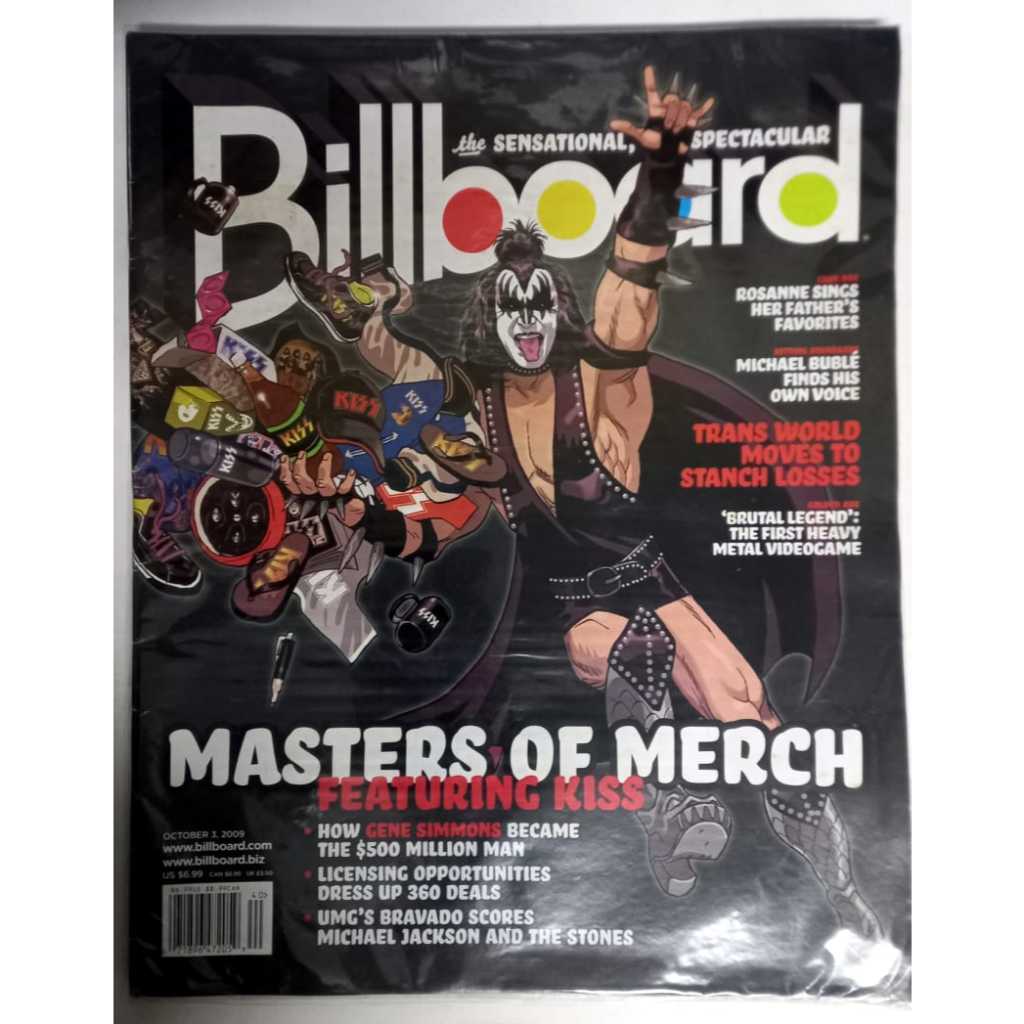 BILLBOARD MAGAZINE: (ฉบับหลัง) THE SENSATIONAL SPECTACULAR MASTERS OF MERCH FEATURING KISS ISSUE OCT
