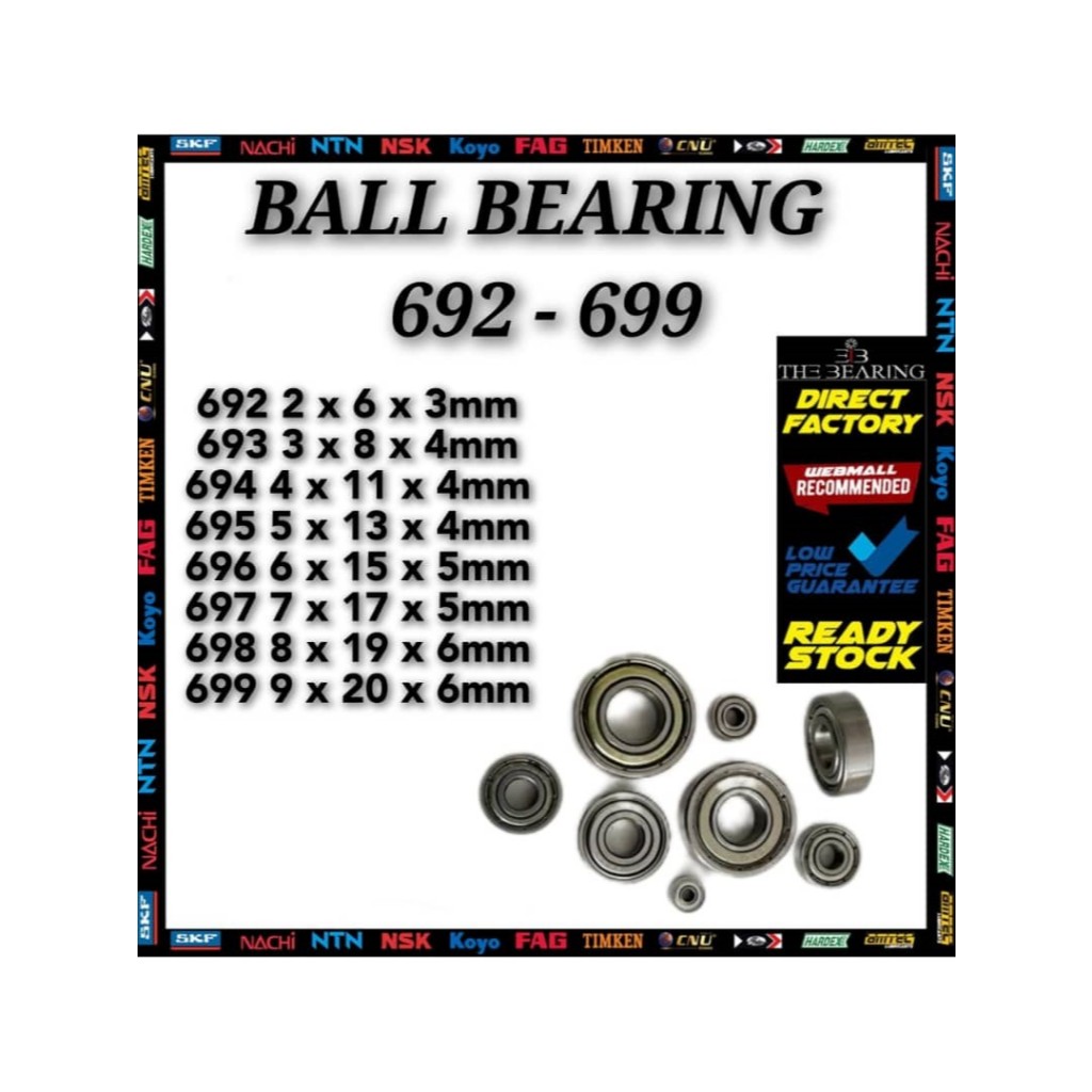 Miniture BALL BEARING 692 693 694 695 696 697 698 699 ZZ