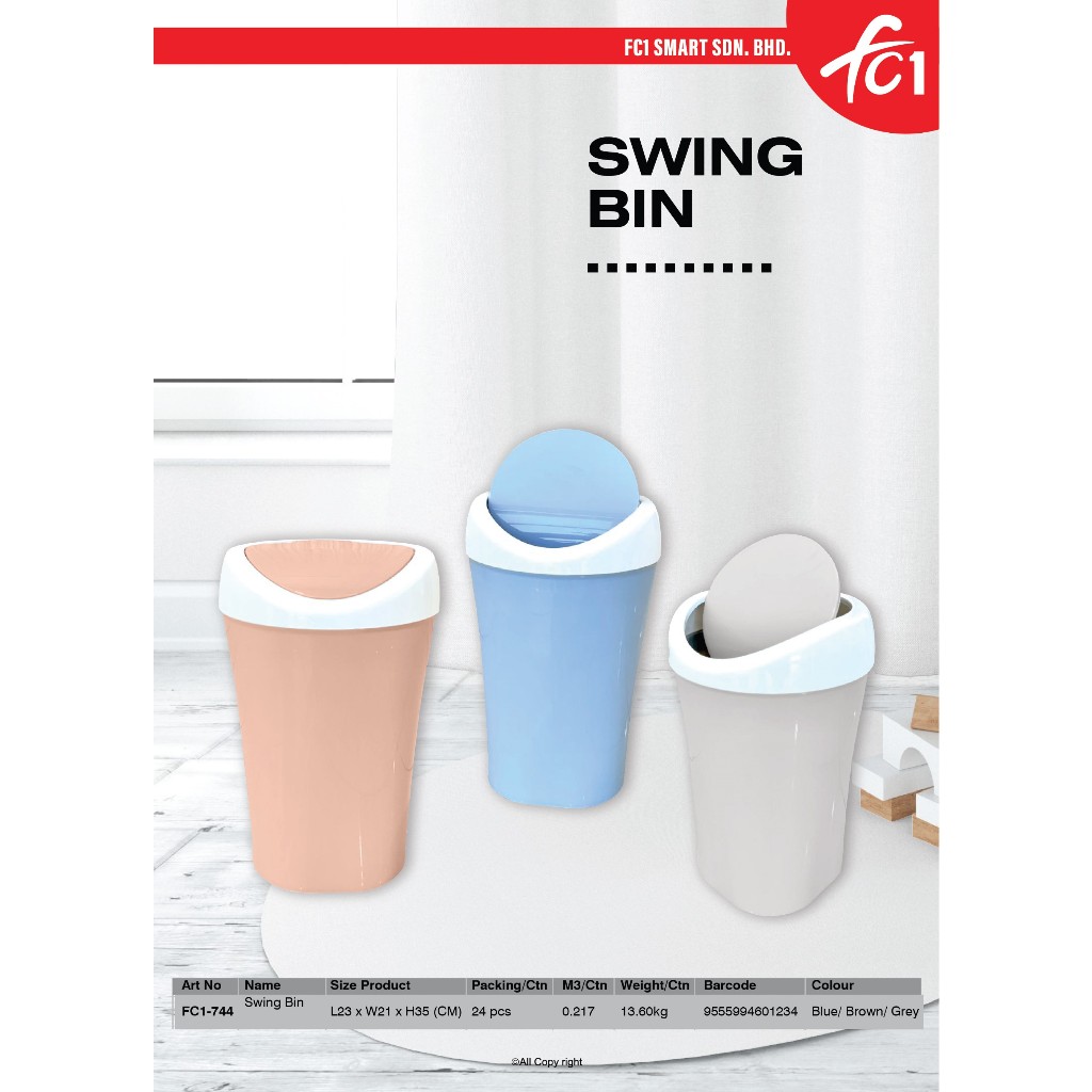 FC1 Swing Top Dustbin / Recycle Dustbin / Flip Top Bin / Tong Sampah / Bin