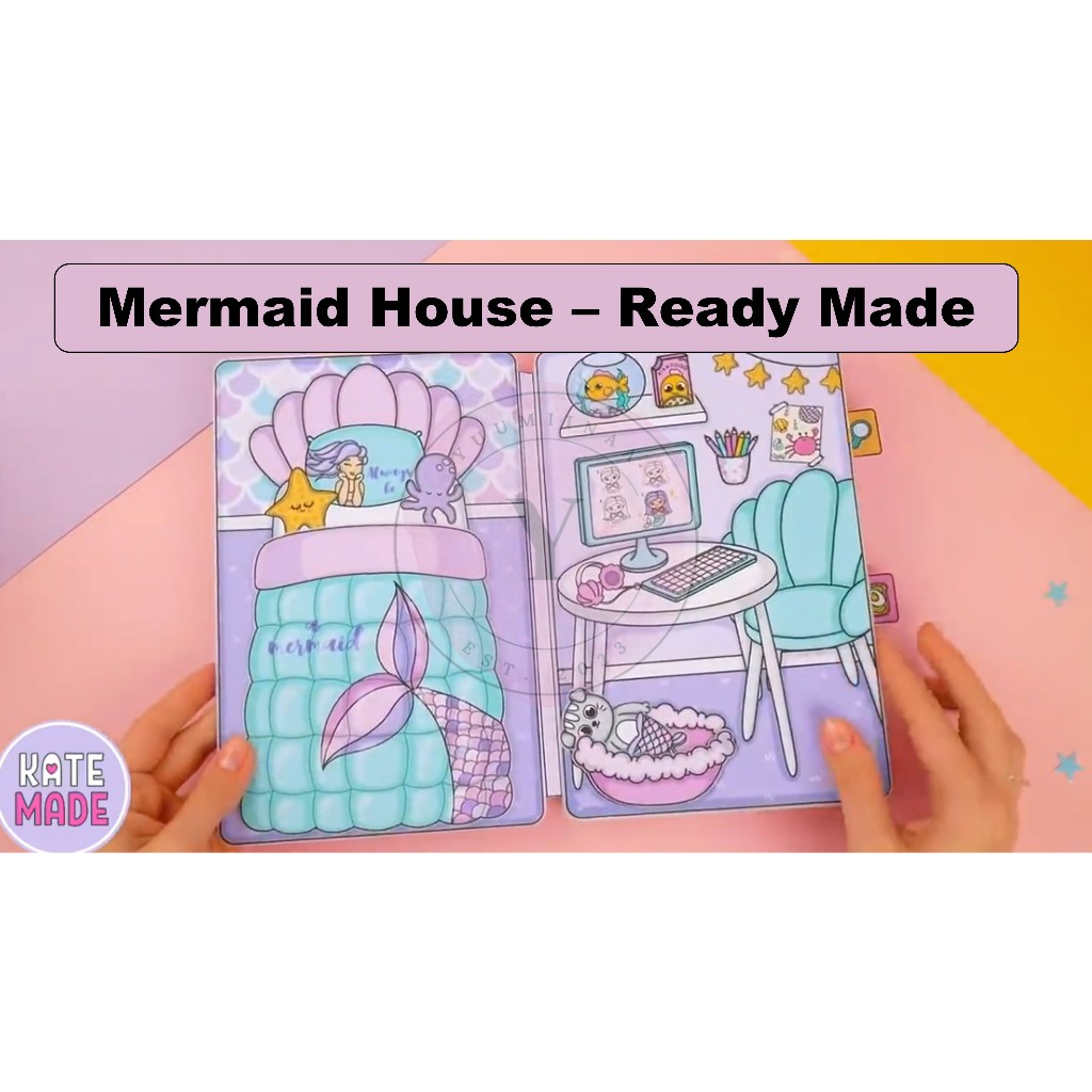 RM001-[HARD COPY] MERMAID HOUSE ตุ๊กตากระดาษลามิเนต Busy Book กิจกรรมสําหรับเด็ก
